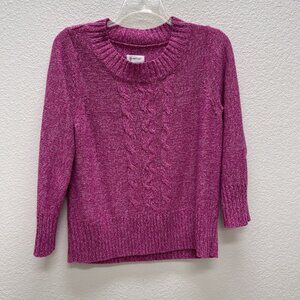 Avenue Womens Plus Size 14 16 Sweater Pink Cable Knit Ribbed Trim Pullover Heath